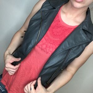 Grey Faux Leather Vest size Small